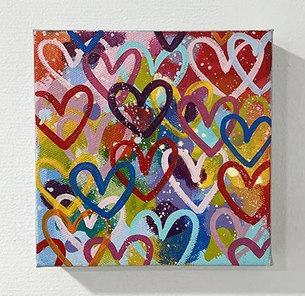 All over hearts mini painting 6x6 by Carla Bank — Carla Bank